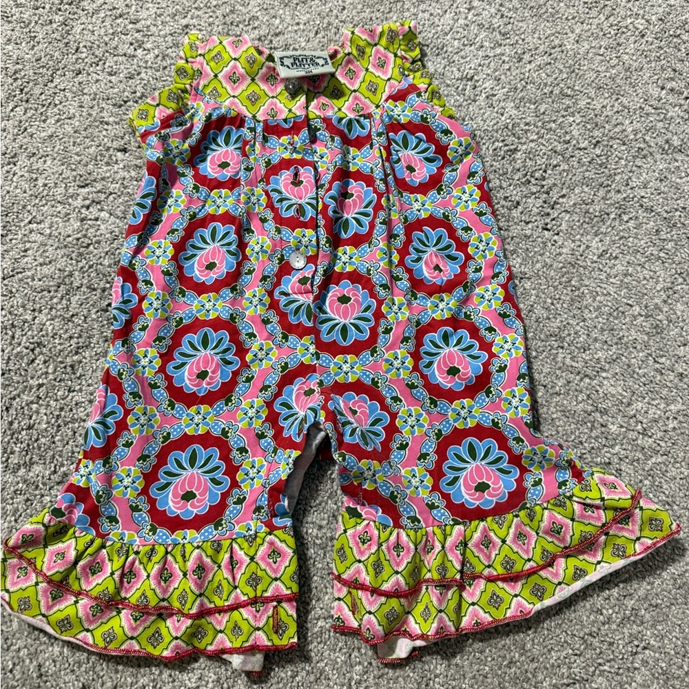 Flit and Flitter Vibrant Floral Kids Romper - Red, Blue, Green